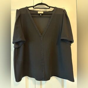 NWOT Sezane Black Boxy Blouse with V-Neck